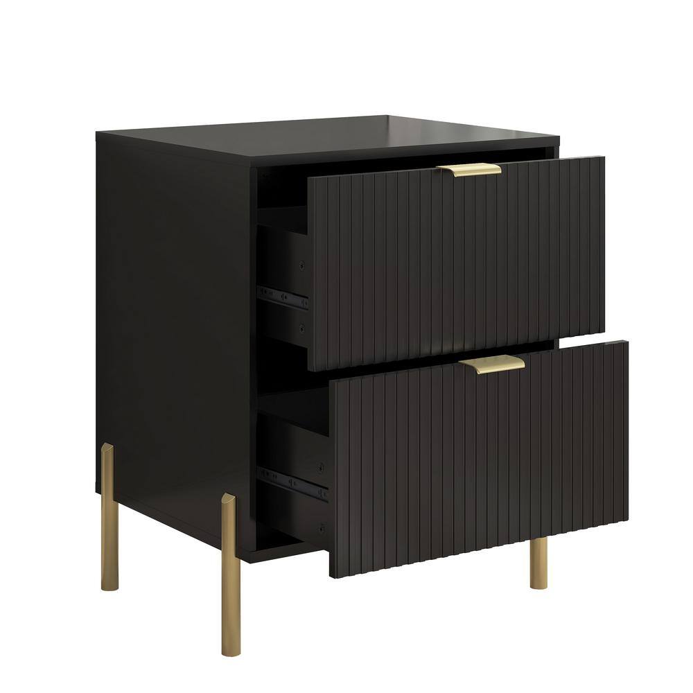 Festivo Black and Gold 2-Drawer Nightstands Set
