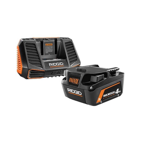 RIDGID 18V Lithium-Ion MAX Output 4.0 Ah Battery and Charger Starter Kit