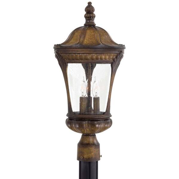 the great outdoors by Minka Lavery Kent Place 3-Light Outdoor Prussian Gold Post Lantern