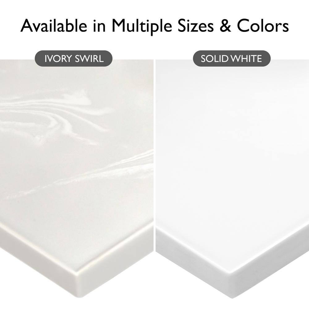 Solid White 61-Inch Double Bowl Composite Vanity Top with Backsplash