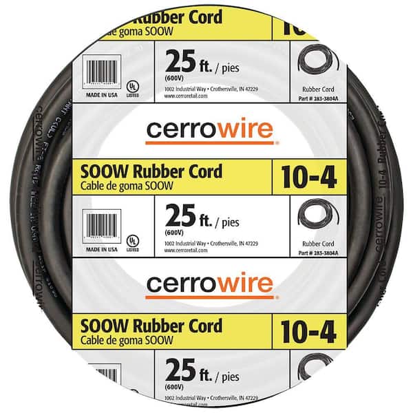 Cerrowire 25 ft. 10/4 600-Volt Black SOOW Cord