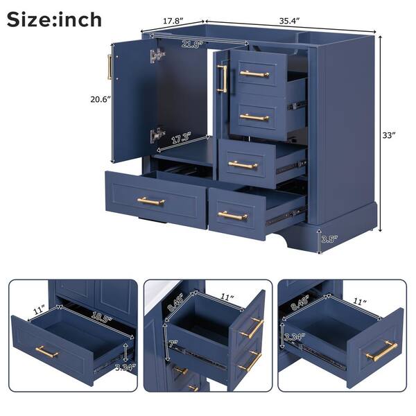 Lycvki 35.4 in. W x 17.8 in. D x 33 in. H Wood Bath Vanity