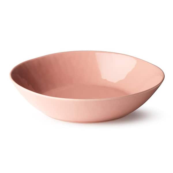 Desert Rose 128 fl. oz. Pink Stoneware Pasta Bowl 13 in. x 3 in.