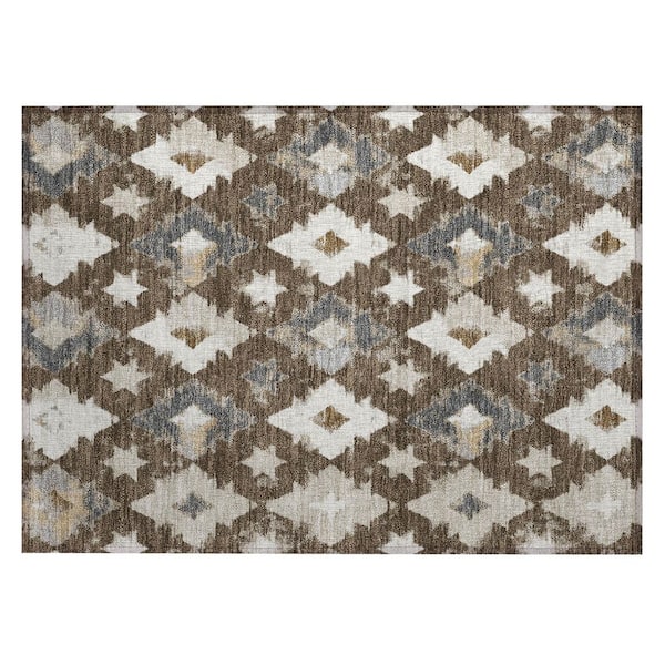 Chantille Machine Washable Indoor/Outdoor Abstract ACN3062 Chocolate 3 ft. x 4 ft. Area Rug