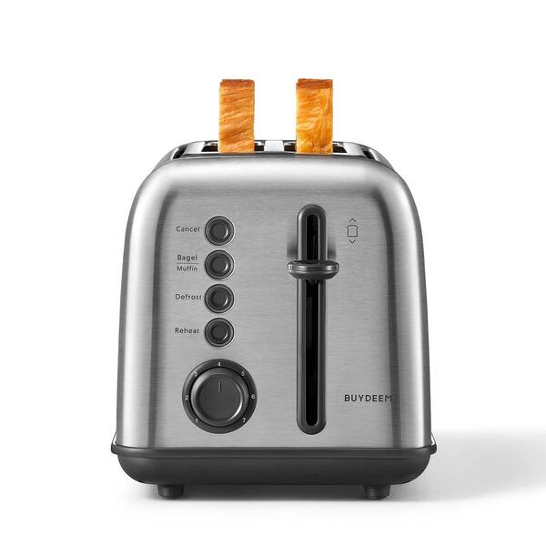 Stainless Steel Toaster With Wide Slots Simple Deluxe 2-Slice Toaster ...