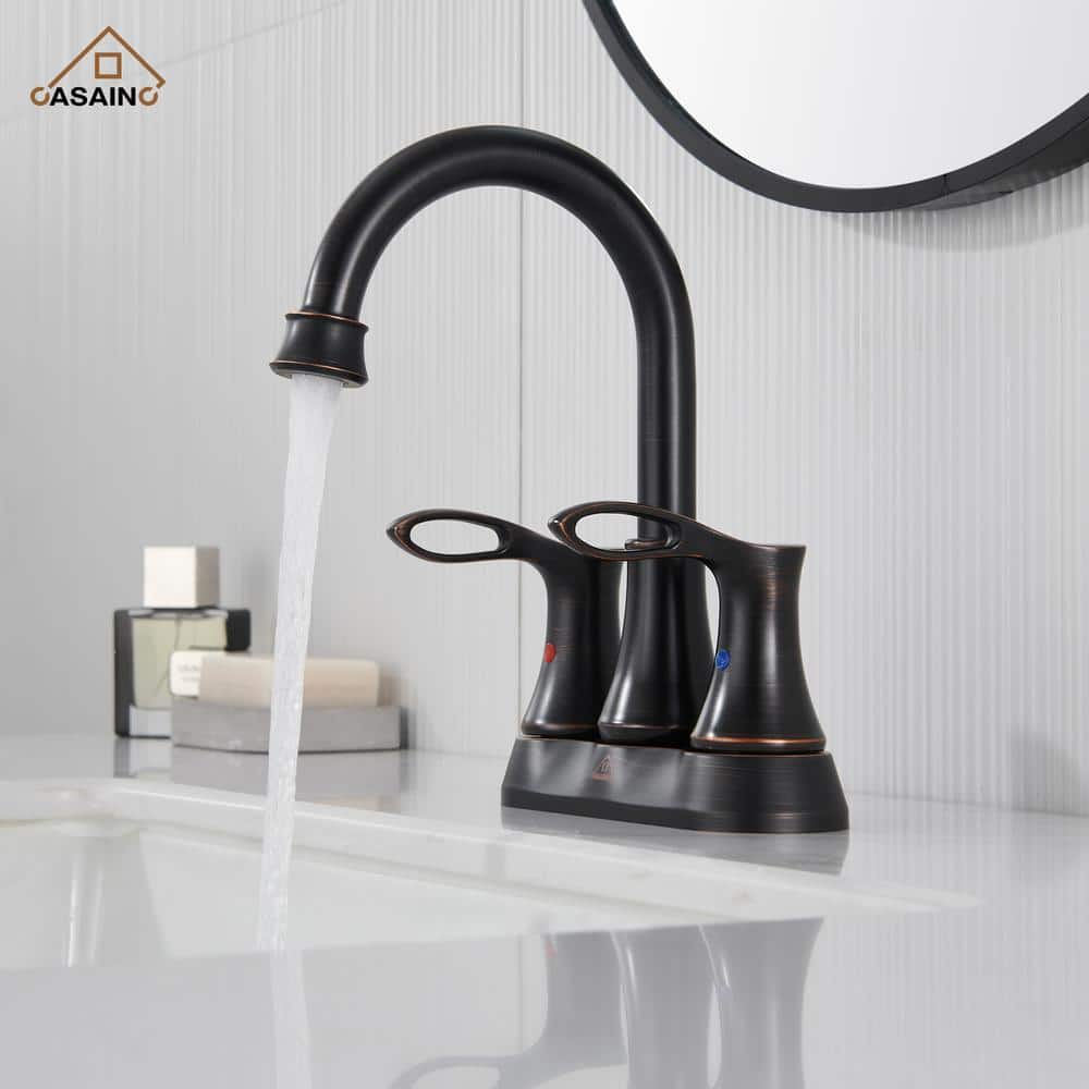 Oil Rubbed Bronze 4-Inch Double Handle Bathroom Faucet Kit