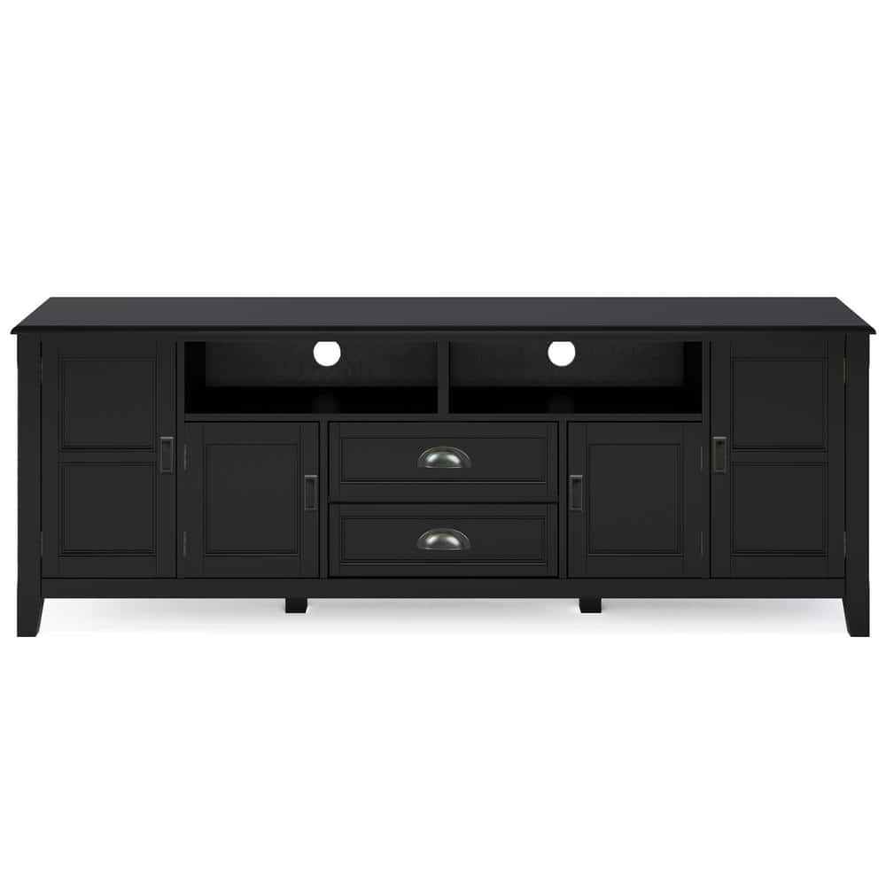Burlington Black Solid Wood 72" TV Media Stand with Cabinets