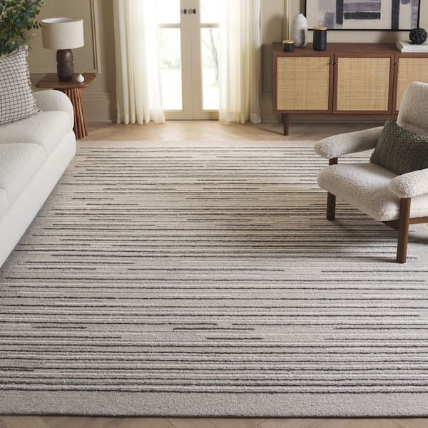 Ebony 9 ft. x 12 ft. Gray/Black Striped Area Rug