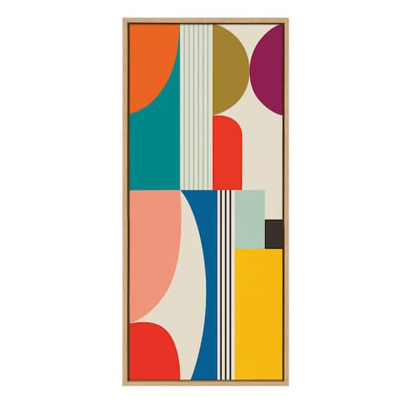 Kate and Laurel Mid Century Modern Pattern by Rachel Lee Framed Abstract Canvas Wall Art Print 40.00 in. x 18.00 in.