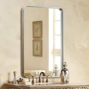 42 in. W x 32 in. H Rectangle Metal Framed Modern Silver Mirror