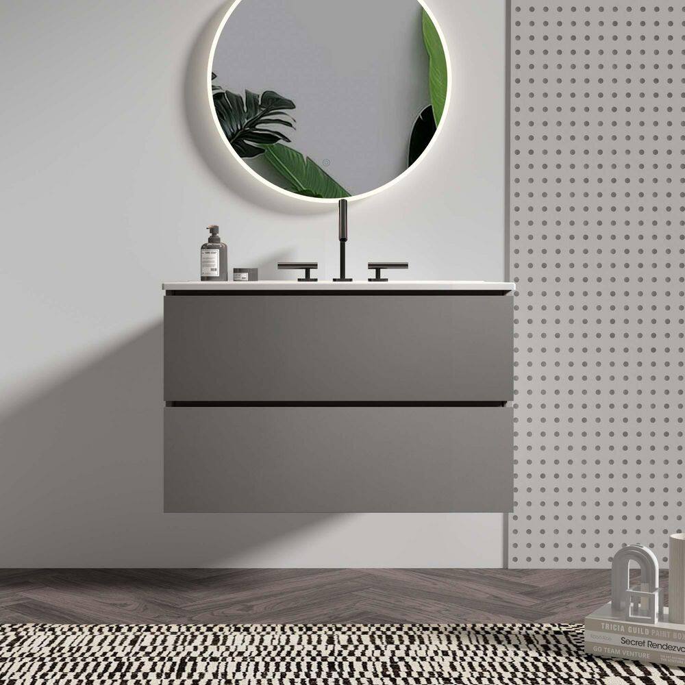30 in. W Single Sink Floating Gray Bath Vanity with White Ceramic Top price history on PriceWatchPro