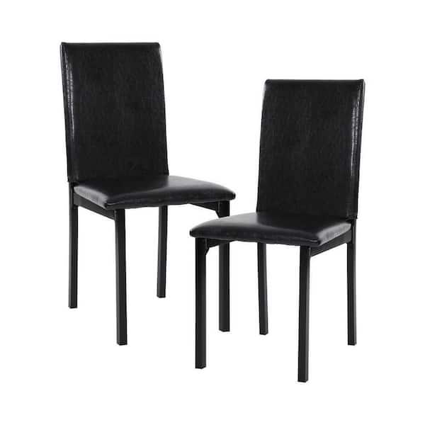 EVERGLADE HOME Jemez Black Metal Frame Dark Brown Faux Leather Dining Chair (Set of 4)