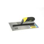 11 in. x 3/16 in. x 3/16 in. Square Notch Stainless Steel Flooring Trowel with Comfort Grip