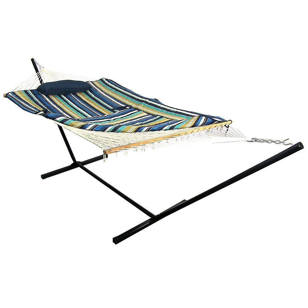 Sunnydaze Decor 12 ft. Rope Hammock Bed Combo with Stand, Pad and