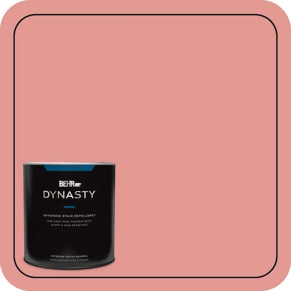 BEHR DYNASTY 1 qt. #160D-4 Strawberry Rose Satin Enamel Interior Stain-Blocking Paint & Primer