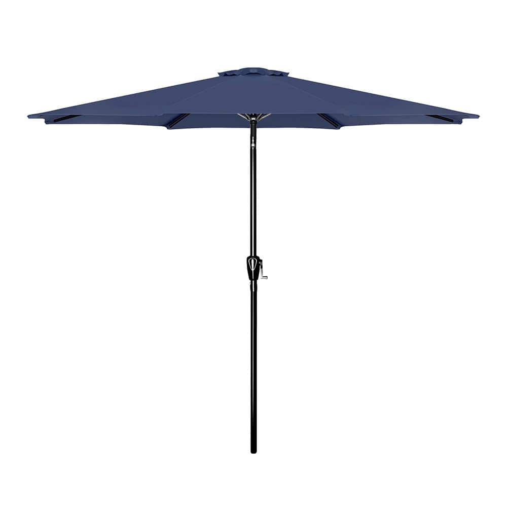 9ft. Dark Blue Steel Patio Umbrella,Outdoor Market Umbrella with Push Butto