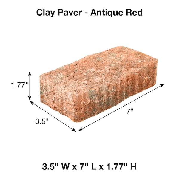 Pavestone Clayton 7 in. L x 3.5 in. W x 1.77 in. H Antique Red Concrete Paver