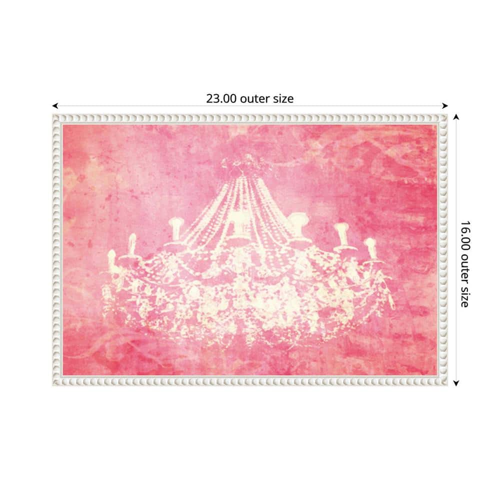 Pink Chandelier Abstract Canvas Print with White Frame