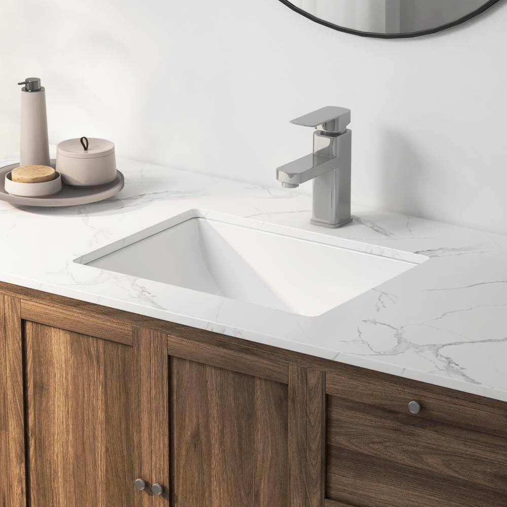 Denbigh 18" White Ceramic Rectangular Undermount Bathroom Sink