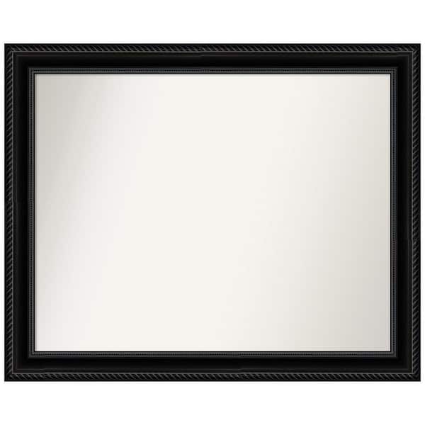 Amanti Art Corded Black 32 in. W x 26 in. H Non-Beveled Bathroom Wall Mirror in Black
