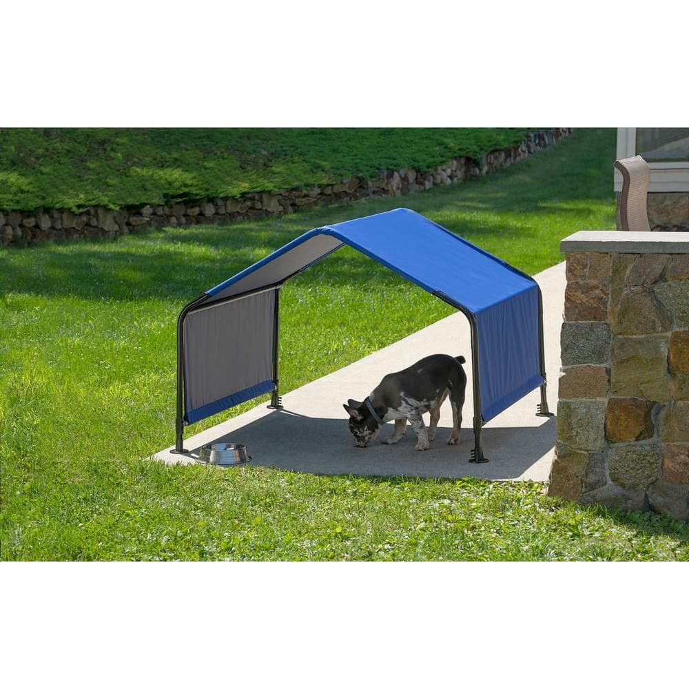 Blue Galvanized Steel Outdoor Pet Shelter Canopy Tent