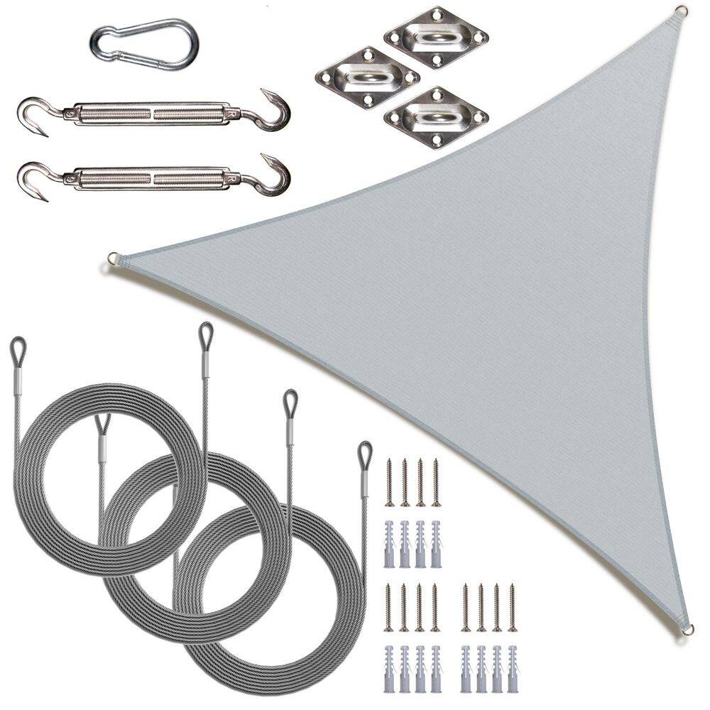 22 ft. x 22 ft. x 22 ft. Triangle Sun Shade Sail with Hardware Kit and Rope-Gray price history on PriceWatchPro