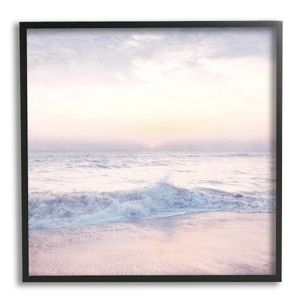The Stupell Home Decor Collection Crashing Beach Waves Morning Sunrise Design By Ann Bailey Framed Nature Art Print 12 in. x 12 in.
