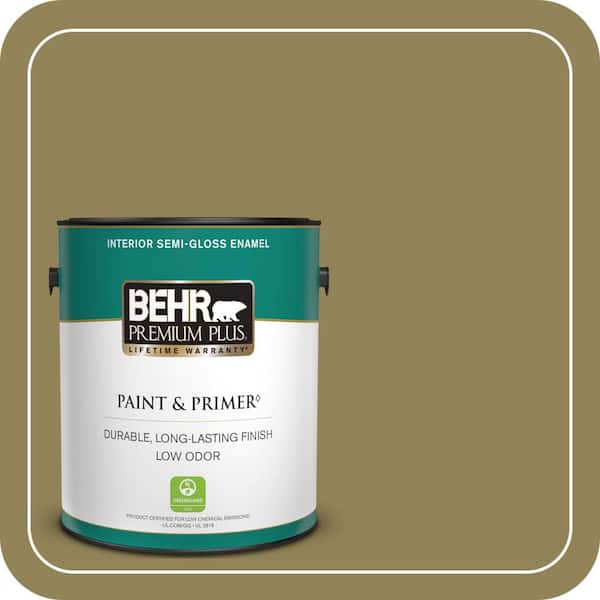 BEHR PREMIUM PLUS 1 gal. #S330-6 Dash of Oregano Semi-Gloss Enamel Low Odor Interior Paint & Primer