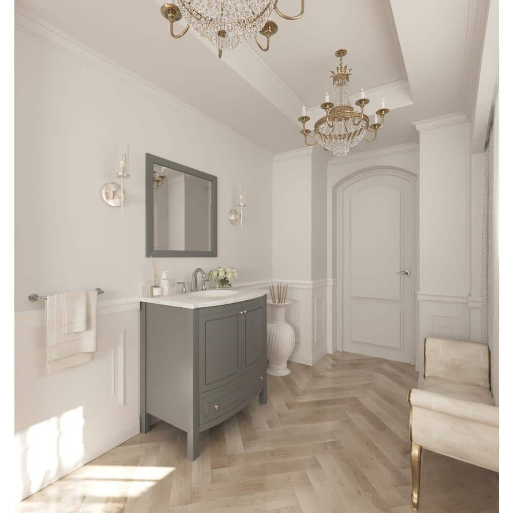 Estella 32" Grey Bathroom Vanity with White Marble Countertop