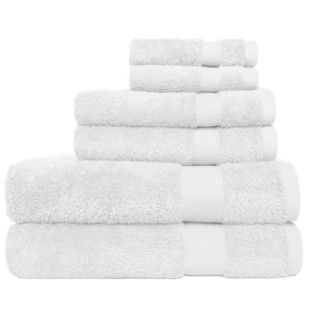 Besondere 6Piece White Dobby Solid Cotton Bath Towel Set 7307T7W100