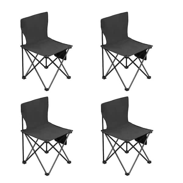 4-Pack Black Camping Chairs-Portable Folding Outdoor Seats with Carry Strap, 100KG Capacity for Camping, Beach, Picnic