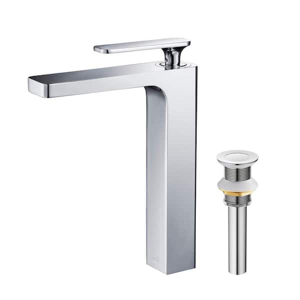 Single Hole Infinity Single Handle Bathroom Vessel Sink Faucet with Pop Up Drain in Chrome