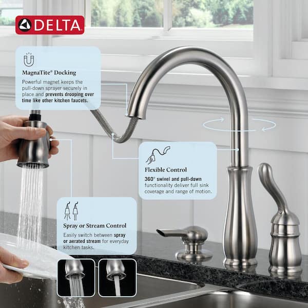 Delta Leland Single-Handle Pull-Down Sprayer Kitchen Faucet with