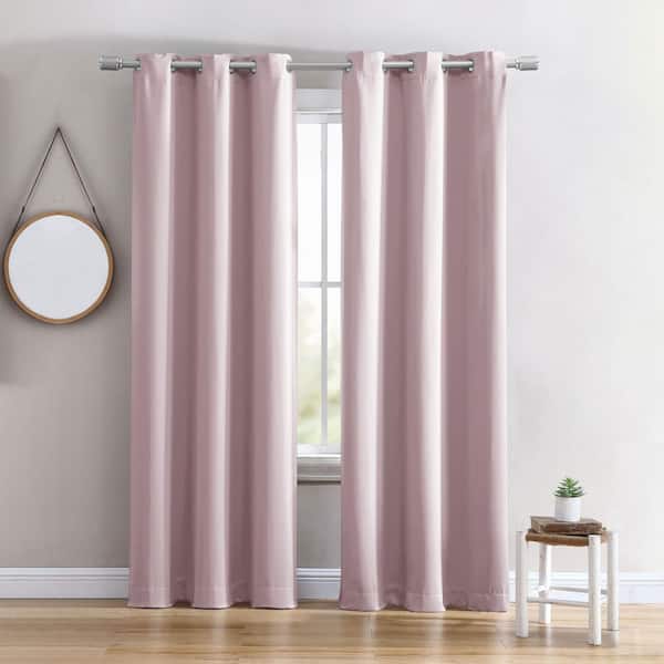 swift home 40 in W X 84 in L Grommet Top Single Panel Energy Saving Blackout Curtain in Blush
