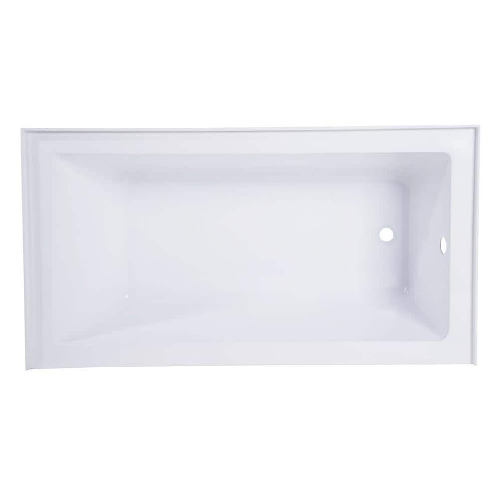 54-Inch White Acrylic Alcove Bathtub with Right Hand Drain