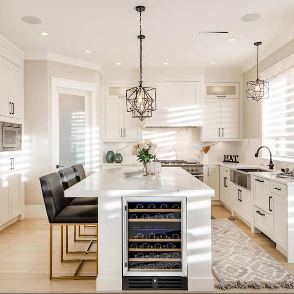 24 in. Dual Zone 46-Bottle Built In Wine Cooler in Stainless Steel with Digital Control and Double Layer Tempered Glass