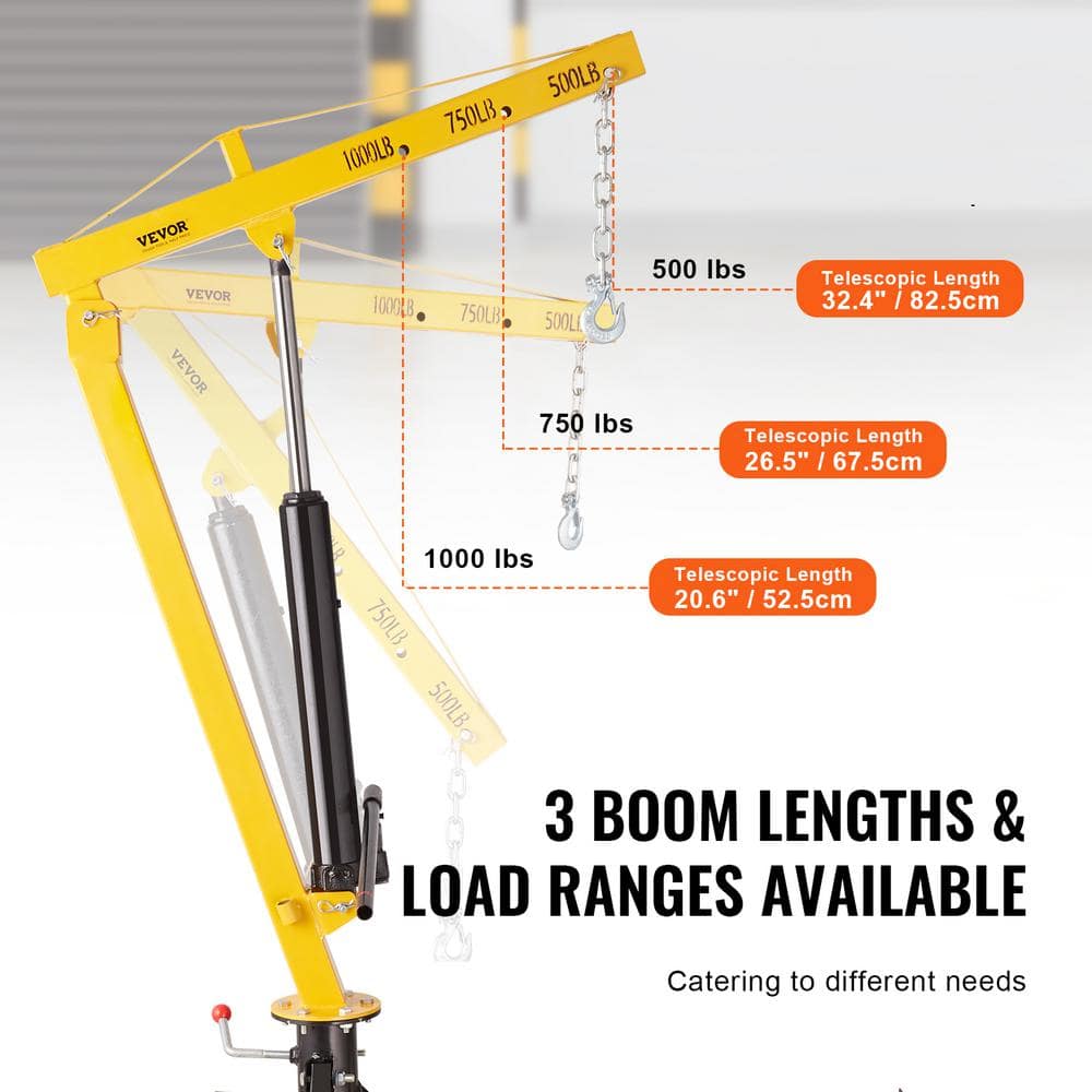 Heavy-Duty Yellow and Black Hydraulic Pickup Truck Crane
