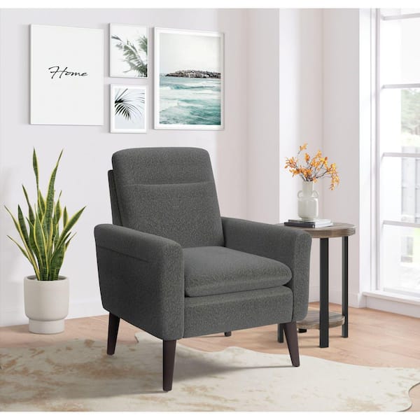 Astor Grey and Espresso Polyester Arm Chair Set of 1 with Memory Foam