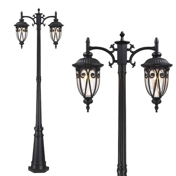 78"H 2-Light Matte Black Aluminum Weather Resistant Post Light Set with No Bulbs Included