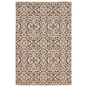 Imperial Orange/Beige 4 ft. x 6 ft. Persian-Inspired Oriental Floral Polyester Indoor Area Rug