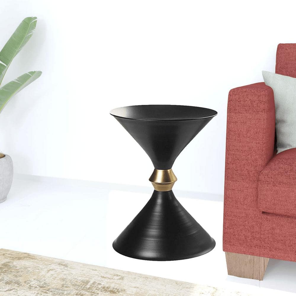 14" Black and Gold Iron Specialty End Table
