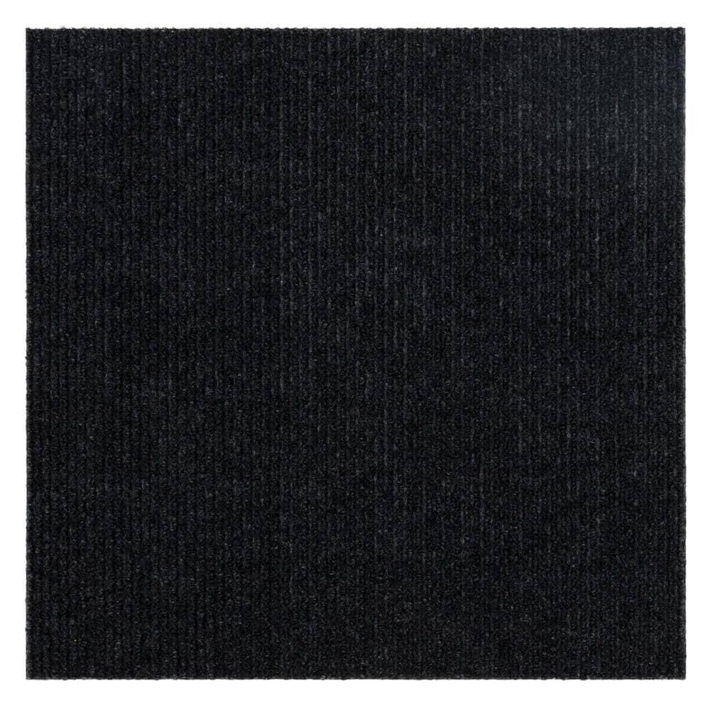 TrafficMaster Black 8 ft. x 10 ft. Wide Wale Coal Area Rug
