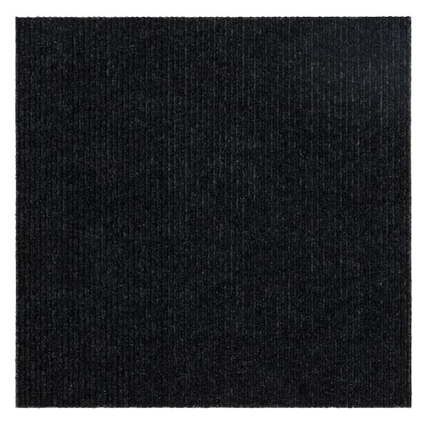 Black 8 ft. x 10 ft. Wide Wale Coal Area Rug