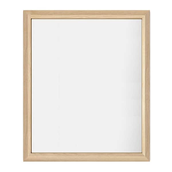 30 in. W x 36 in. H Rectangular Aluminum Alloy Framed and Tempered Glass Wall Bathroom Mirror in Light Yellow Wood