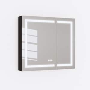 36 in. W x 32 in. H Rectangular Aluminum Recessed/Surface Mount Frameless Medicine Cabinet with Mirror in Matte Black