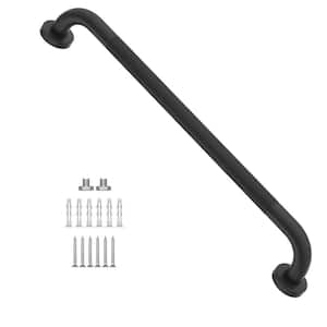 24 in. Anti Slip Shower Grab Bar in Black, Knurled Bathroom Grab Bar, Safety Hand Rail Support for Handicap Elderly