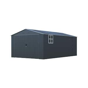 Vera 13 ft. W x 20 ft. D Dark Gray Metal Large Outdoor Storage Shed Garage Shed with Windows, Air Vents (238.59 sq. ft.)