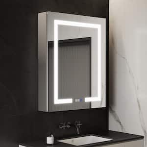 Glare 24 in. W x 30 in. H Rectangular Aluminum Recessed/Surface Mount Right Open Medicine Cabinet with Mirror LED