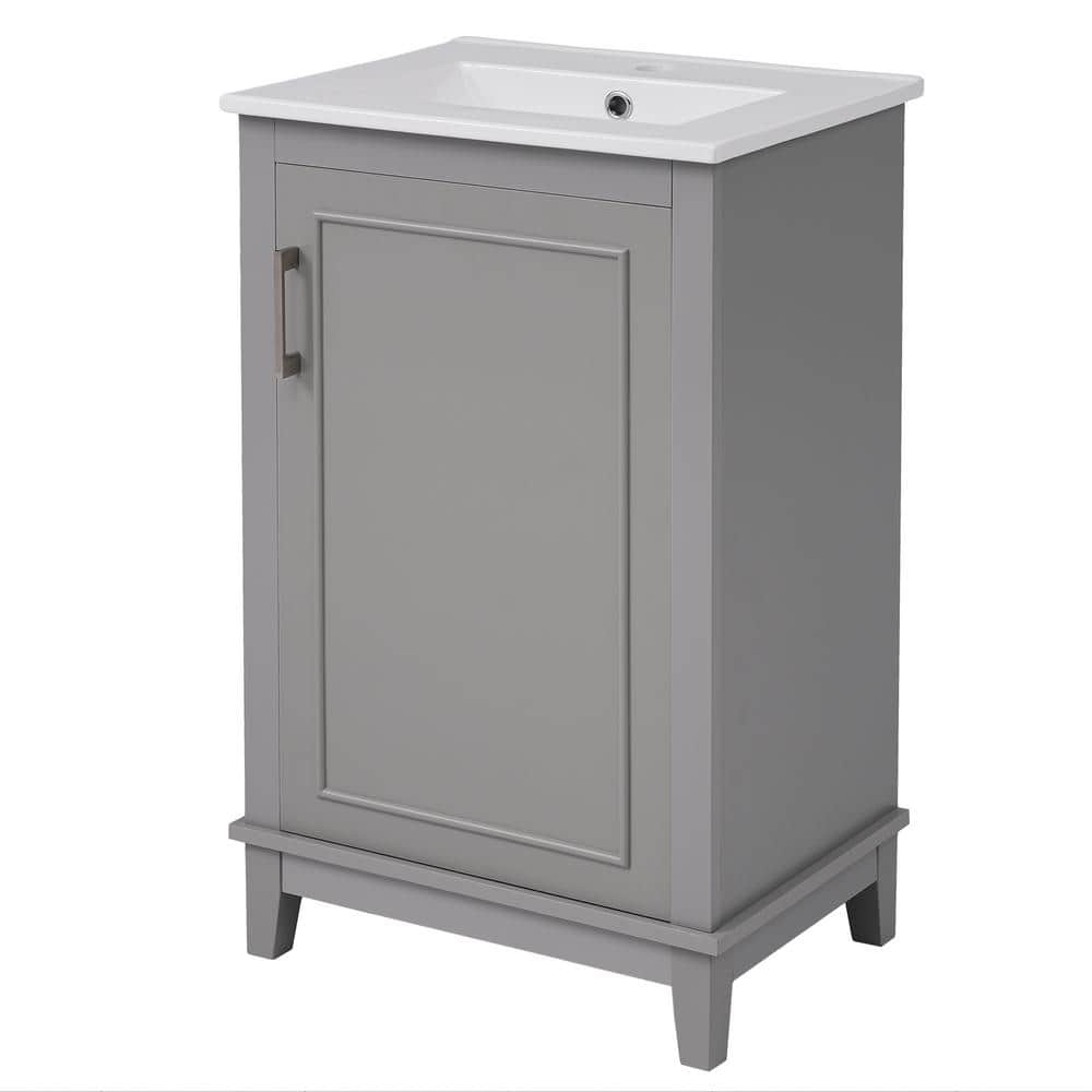 20 in. W x 15 in. D x 33 in. H Single Sink Small Fresstanding Bath Vanity in Gray with White Ceramic Top price history on PriceWatchPro