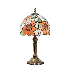 Decorative 14.6 in. Multi-Colored Tiffany-Style Table Lamp Sunflower Bronze Classic Desk Lamp